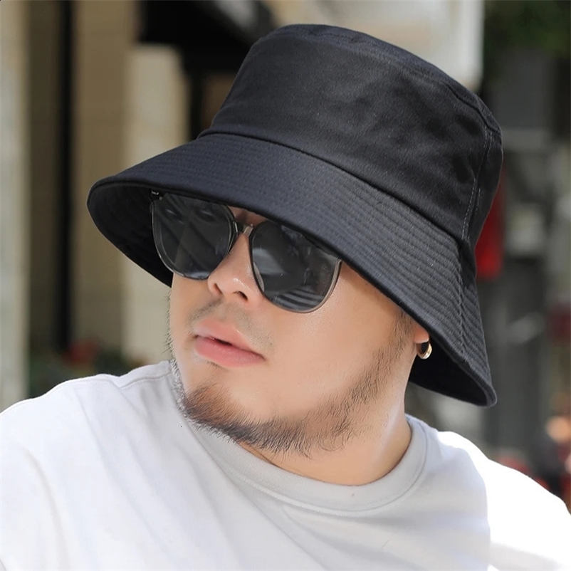 Big head mens large-sized sun hat womens summer fisherman hat adult cotton Panama hat plus size bucket hat 52-56cm 57-63cm 240423bj