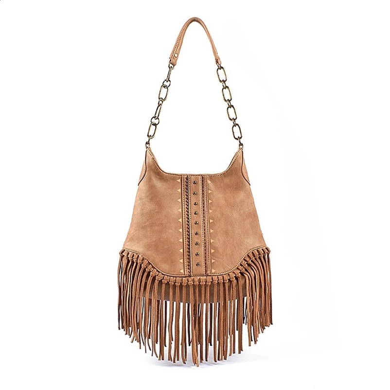 Annmouler vintage womens handbag PU leather handbag with leather tassels high-quality womens gift bag PUleather 240820bj