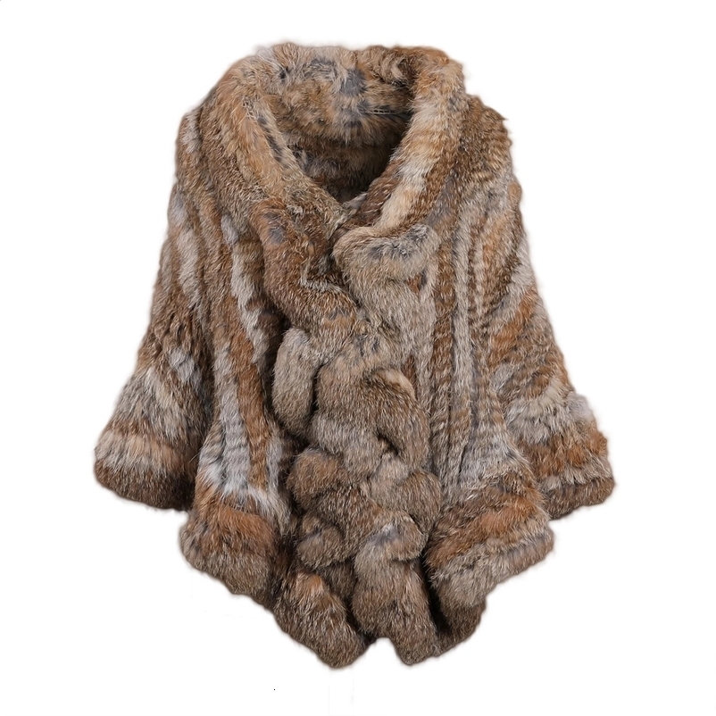 BOONJOVIA Womens Winter Natural Leather Knitted Rabbit Horn Winter Warm Shawl Pashmina Wedding Evening Raincoat er Stoll 240907bj