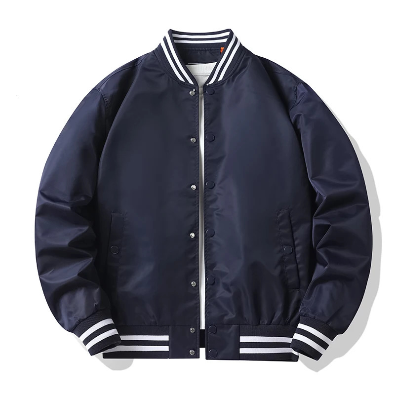 Mens spring and fall varsity jacket Solid color Korean fashion loose baseball uniform couple windproof waterproof bomber jacket 250922