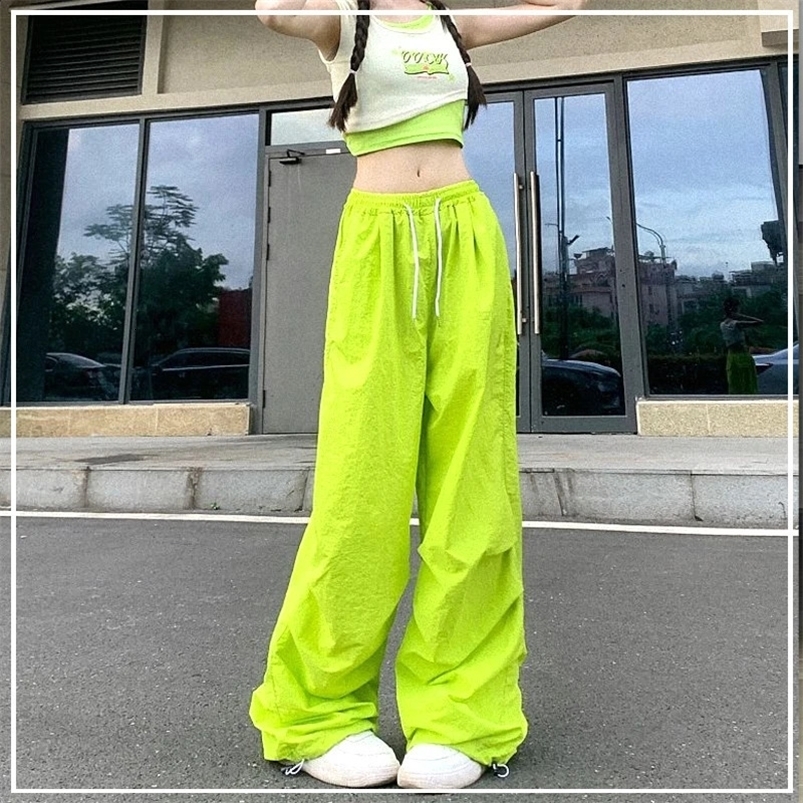Summer Sweet Cool Dopamine Lazy Style Fashion Trend High Waist Drawstring Loose Casual Thin Solid Color Workwear Pants 240820