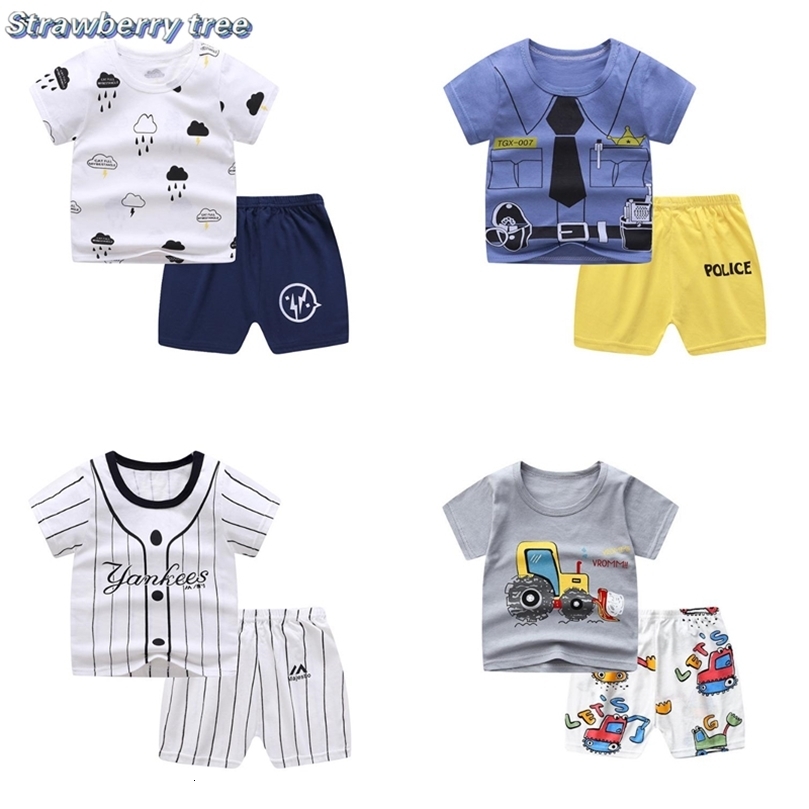 Clothing Sets born Baby Boys Girls Cartoon 100% Cotton Kids Tshirts Summer Infant Short Sleeve Children Tracksuit Sports Clothes 230322