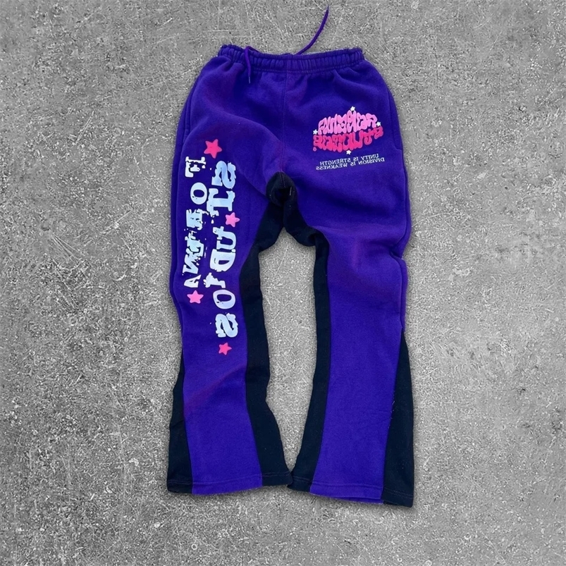 Mens Printed Letter Pants Winter Fashion Harajuku Retro Warm Sports Pants Large Hip Hop Y2K Personalized Style 240708
