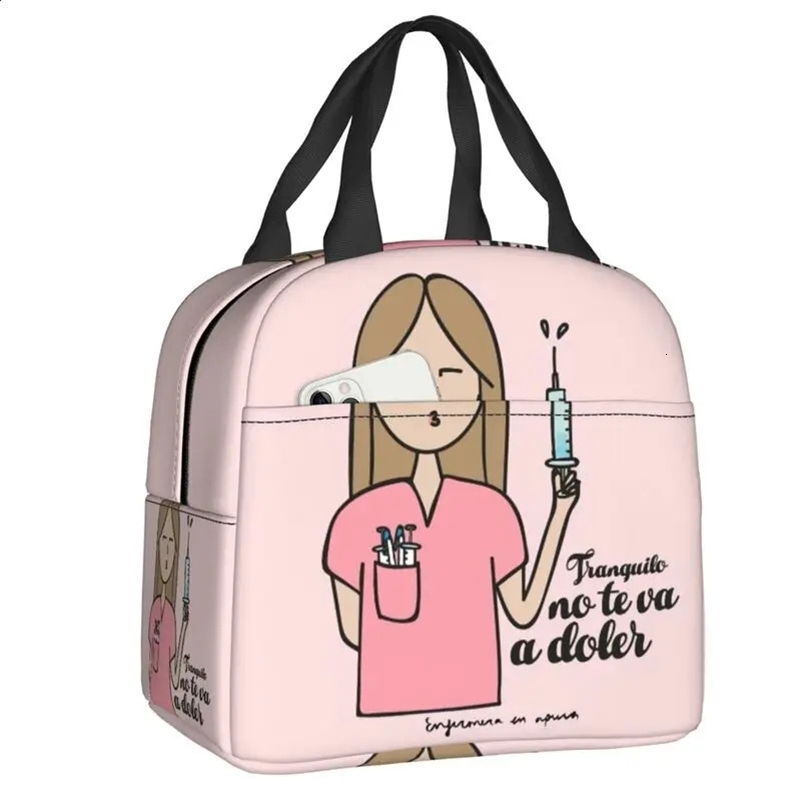 Enfermera en apuros médecin infirmière sac à lunch Femmes portables refroidisseur thermique à lunch box de pique-nique rangement alimentaire bent