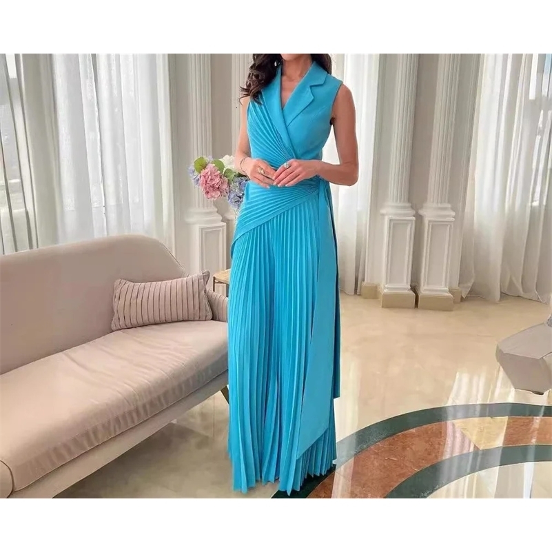 Wide Leg Jumpsuit Pants for Women Summer Fashionable Collar Multi Fold Solid Color Jump Suits for Female Streetwear 250418