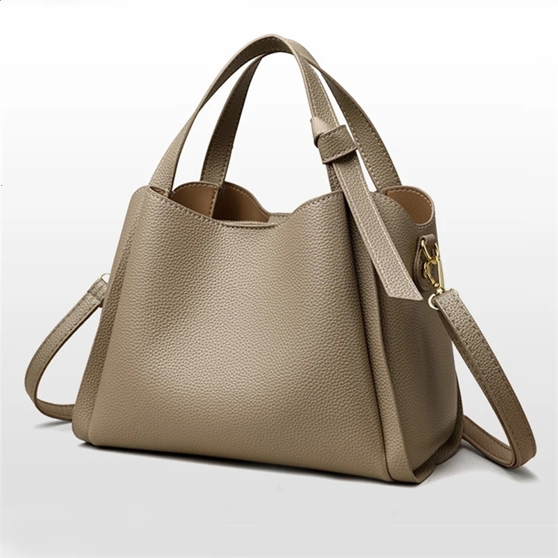 Versatile Bucket Shoulder Bags Women PU Leather Messenger Crossbody Bags Ladies Casual Solid Color Purse Handbag 241228