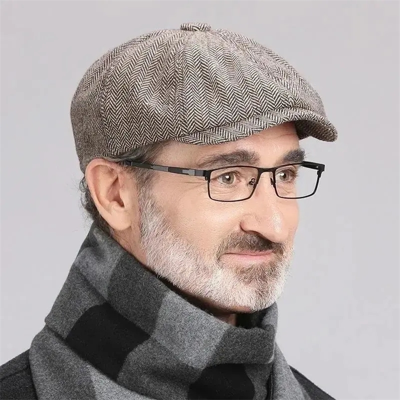 2023 Dad Winter Fitted Ivy Cap Male Casual sboy Caps Adult Octagonal Painter Hats Big Hat Man Plus Size Beret 58cm 60cm 240603bj