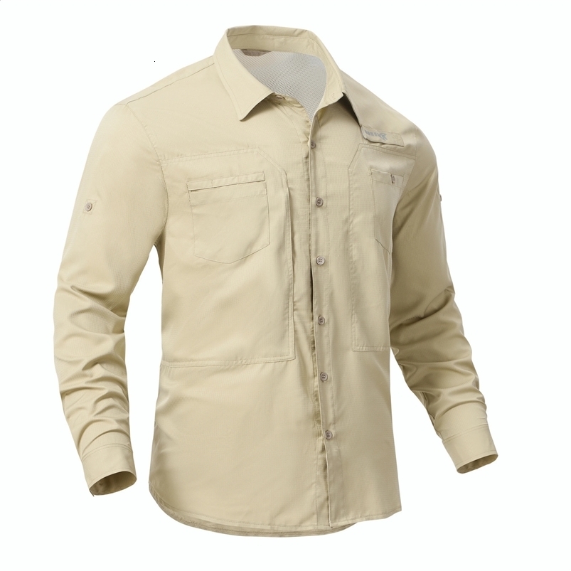 Mens Fishing Shirts Casual Cargo Hiking Shirt Long Sleeve UPF 50 Button Down Tactical Shirts Mens Blouse for Working Hiking 240816