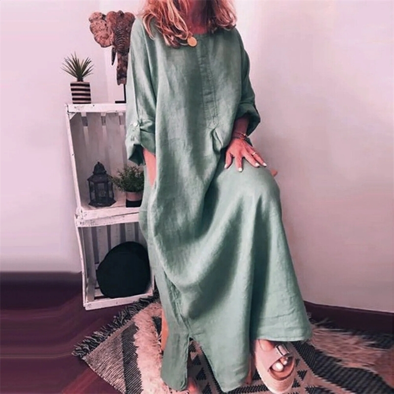 WomenS Casual Cotton And Linen Solid Color Loose Dress Straight Dress Ropa De Mujer Vestidos Para Mujer 250522bj