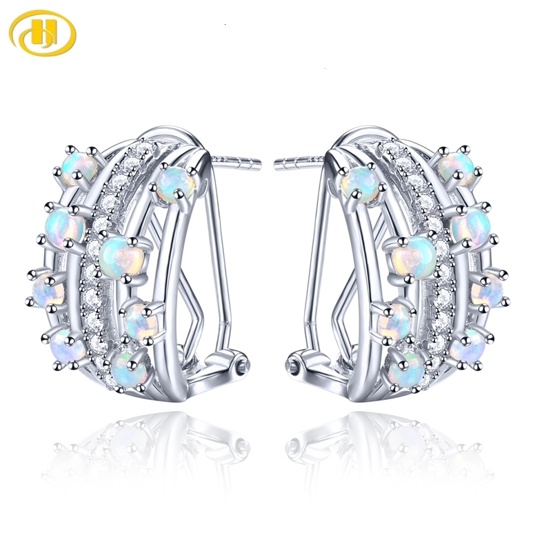 Hoop Huggie Natural Opal Solid Silver S925 Clip Earring 1 2 Carats Genuine Cabochon Gemstone Women Classic Fine Jewelry Casual Styles 230729bj