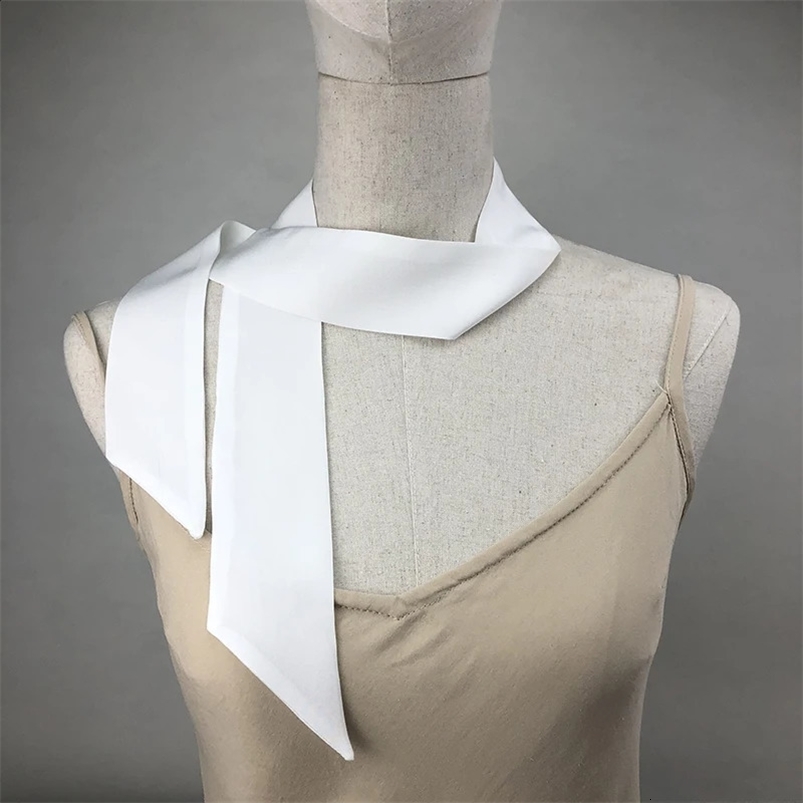 High Quality 100% Silk Scarves Two Layer Fashion Crepe De Chine Natural White Silk Head Scarf Womens Bandeau Cute Bag Ribbon 250521