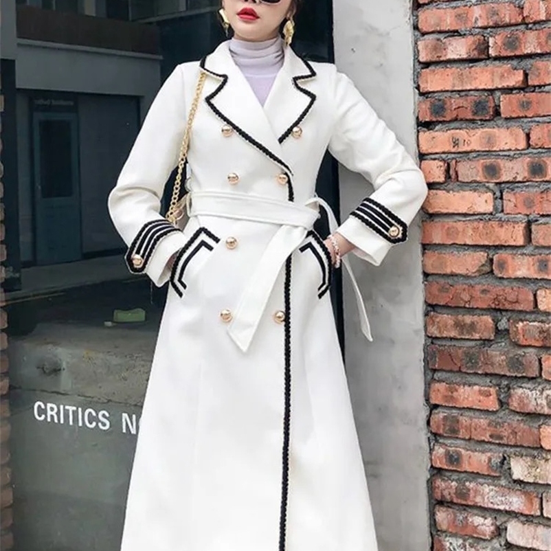 British Thick Warm Wool Solid Chaquetas Autumn/Winter Womens Warm Elegant Coat Premium White Jaqueta Womens 240827bj