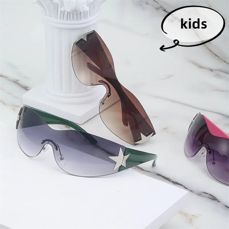 Sunglasses Frames Kids Trendy Sun Glasses Girls Boys Children Fashion Rimless Y2k Punk Goggles Shades De Sol 231005bj