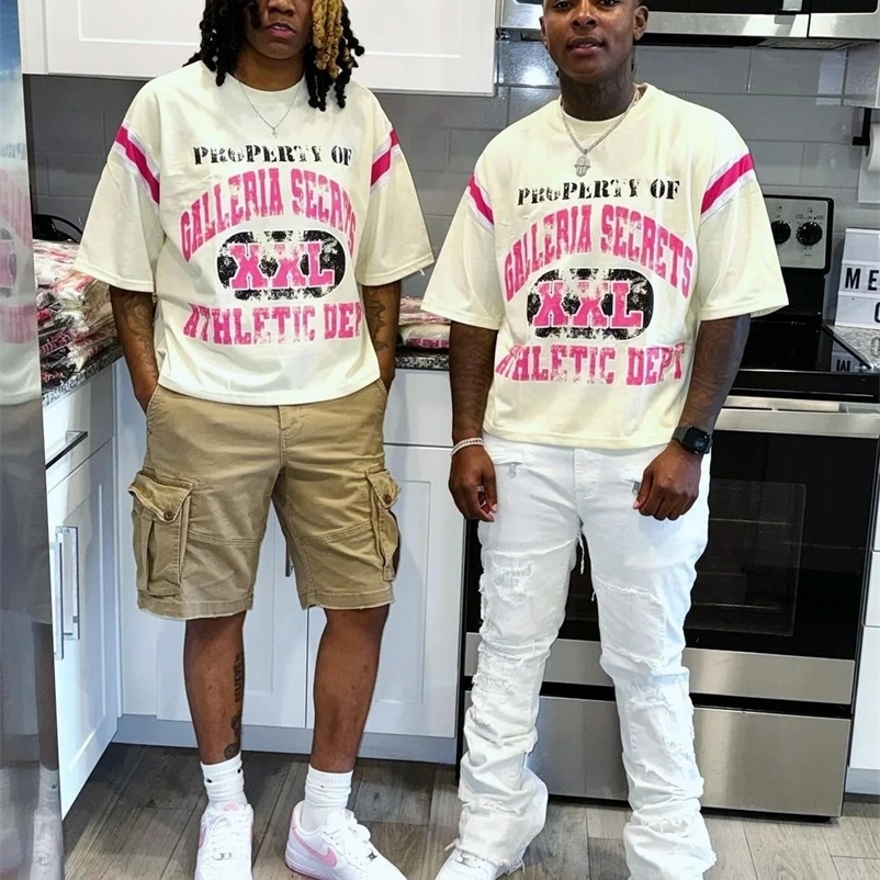 Summer casual Y2K aesthetic Gothic fashion American hip-hop patchwork T-shirt mens retro sports high street top 240930