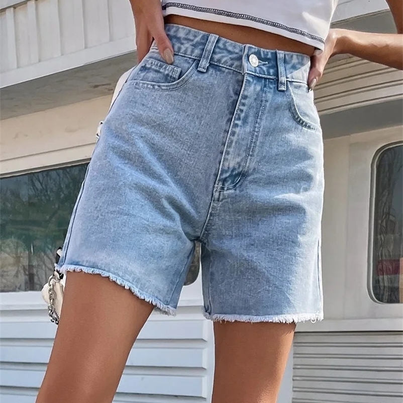 Streamgirl Blue Womens Denim Shorts Summer High Waist Casual Chic Loose Jean Shorts For Women Summer Denim Short Femme 250427