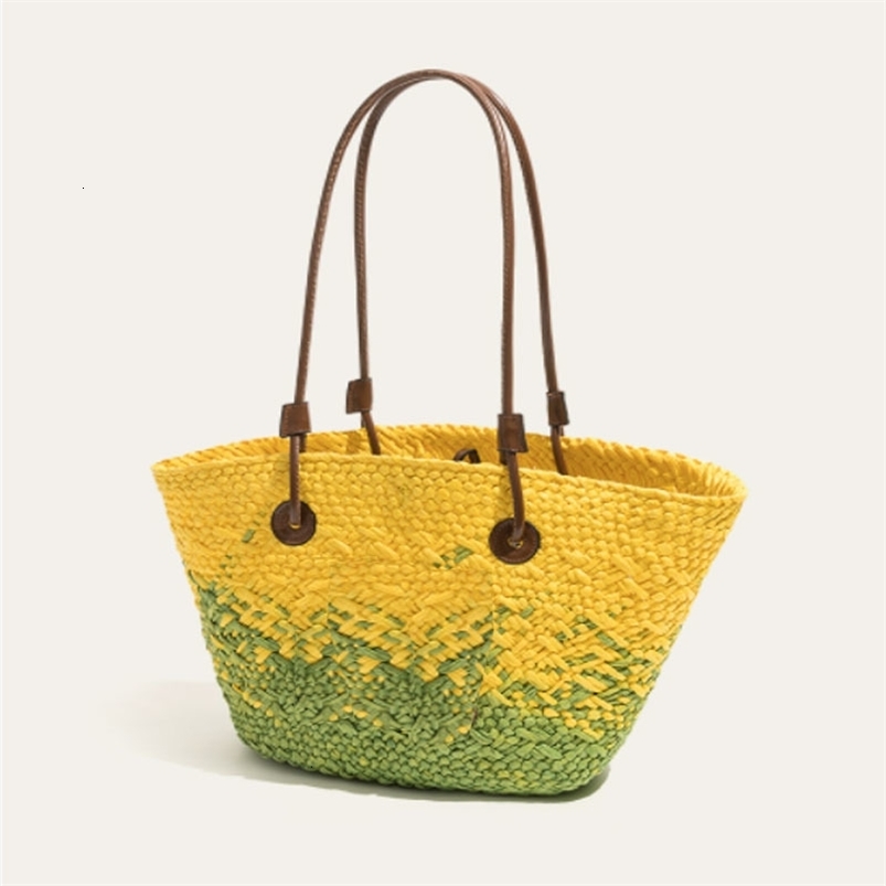 Evening Bags Large Capacity Straw Woven Women Bag Versatile Shoulder Fashion Handbag Tote Summer Beach 230519