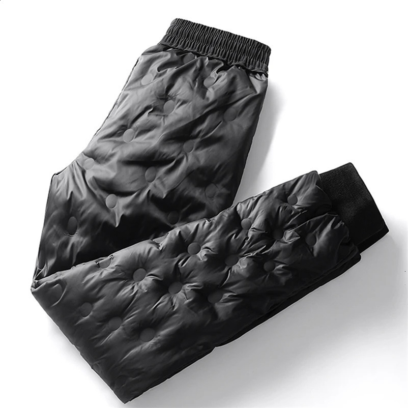 Autumn And Winter Mens Solid Color Drawstring Pants Outdoor Fitness Jogging Pants Thickened Big Yards Down Pants 240914