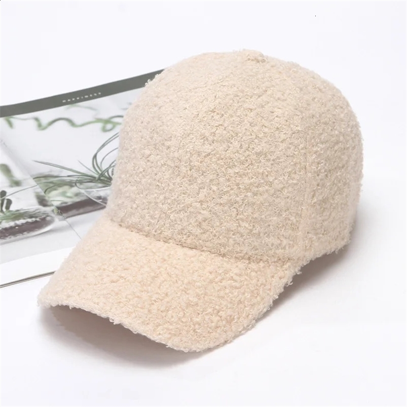COKK Winter Cap Women Plush Baseball Cap Solid Color Korean Women Hat Warm Casual Outdoor caps Casquette Bone Male 250214