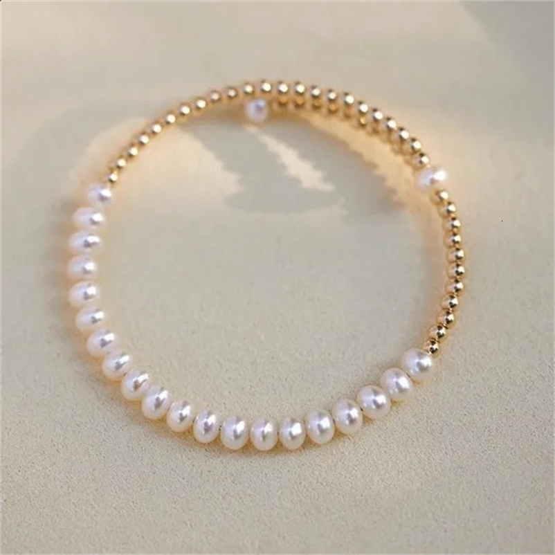 Arrival Elegant 100% Natural Freshwater Pearl 14K Gold Filled Ladies Bangle Promotion Jewelry For Women Year Gifts 250121bj