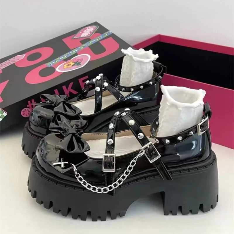 Spring 2024 Hot Sale Fashion Butterfly Knot Outdoors Thick with Nonslip Female Shoes Womens Mary Jane Shoes Lolita Solid Color Z250923
