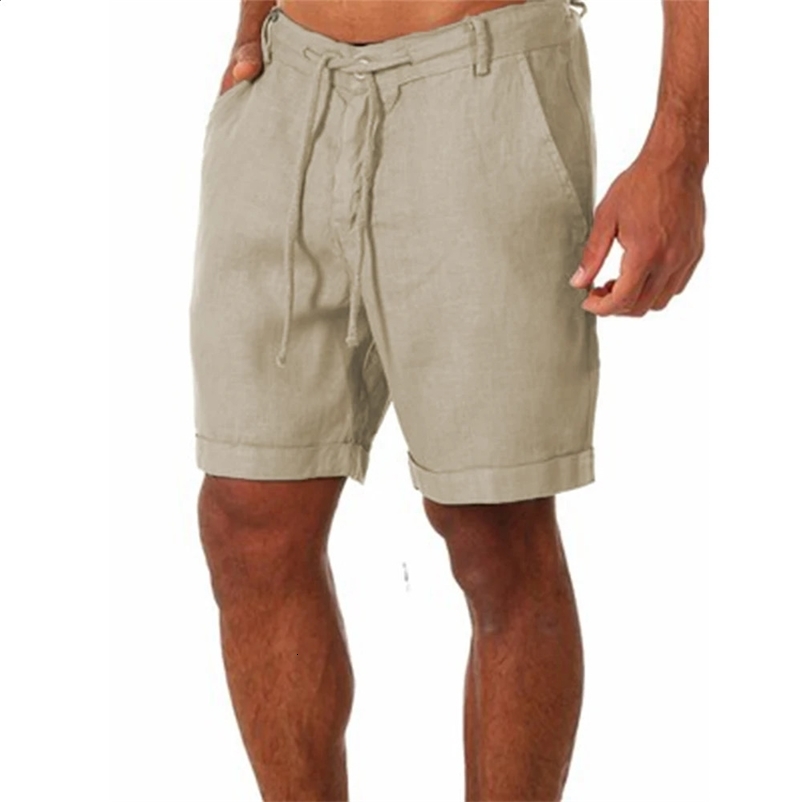 KB Mens Cotton Linen shorts Pants Male Summer Breathable Solid Color Linen Trousers Fitness Streetwear S-4XL250312bj