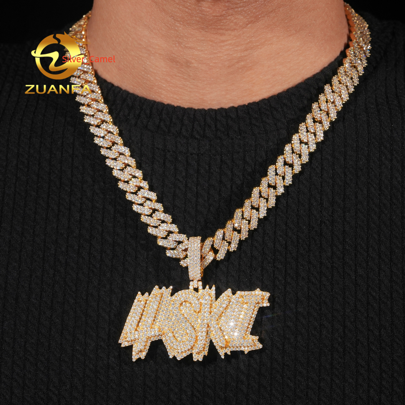 Custom Name Pendant VVS Moissanite Pendant Men Moissanite Letter Pendant Initial Name Jewelry Necklace Personal Hip Hop Pendant