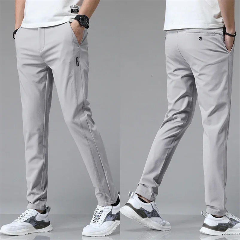 Spring Summer Ultra-thin Mens Stretch Slim Straight Casual Pants High Quality Fashion Breathable Golf Sports Trousers 250527