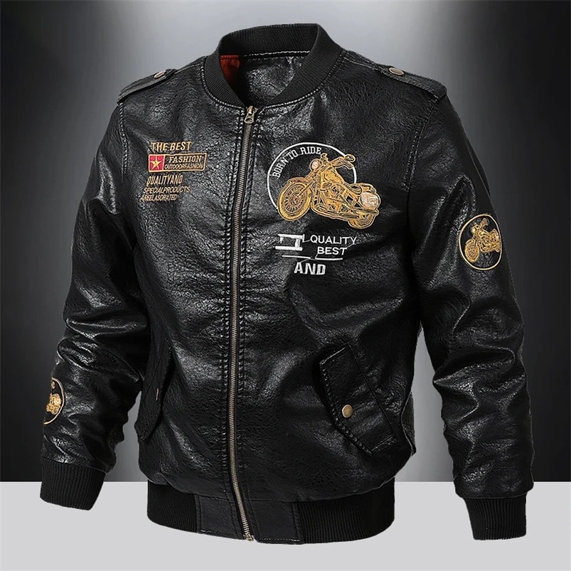 Mens Autumn And Winter Men High Quality Fashion Coat Leather Jacket Motorcycle Style Casual Jackets Black Warm Overcoat 240820