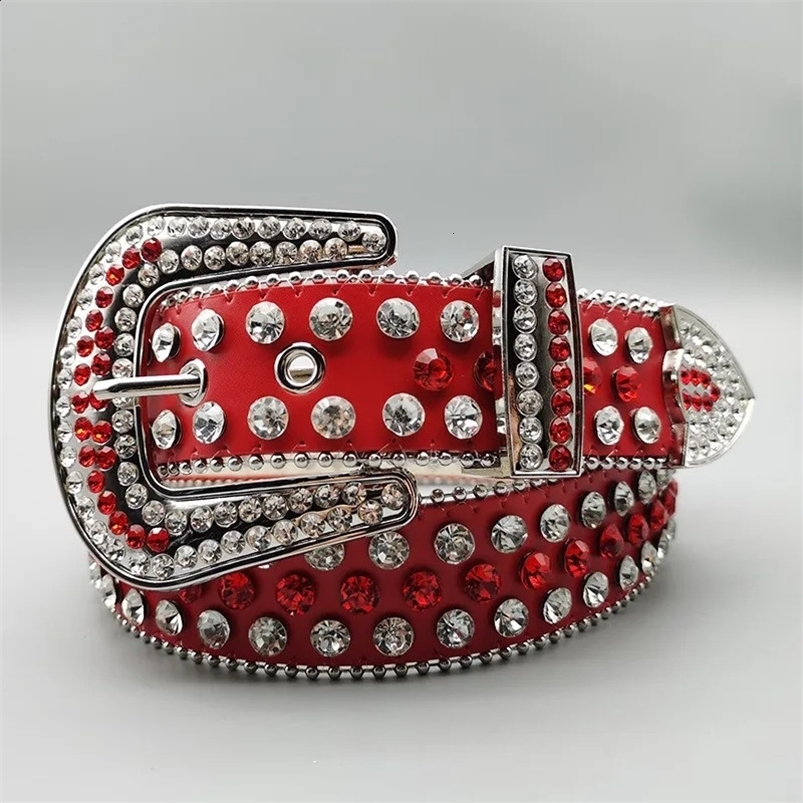 Womens Jeans Rhinestone Large Size Belt Mens Belt Western Denim Shiny Rivet Leather HipHop Punk Rock Y2K Style Belt 250521
