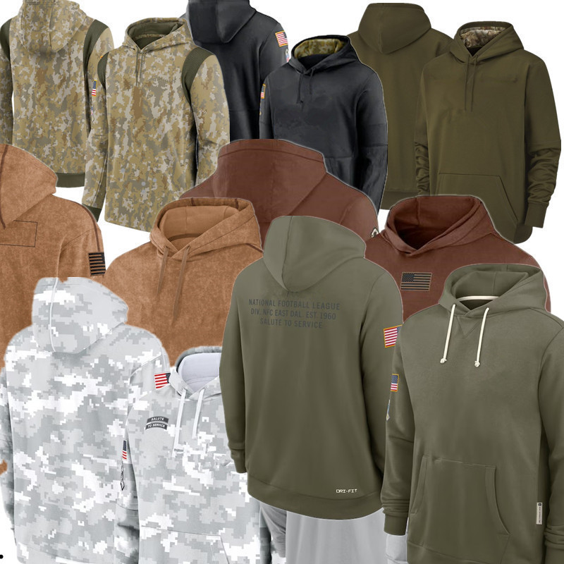 Olive 2025 Salute to Service Sideline Standard Issue Hoodie Black 2025 Crucial Catch men women youth kids Gray Brown Custom Football Hoodie Jacke-image-920774776