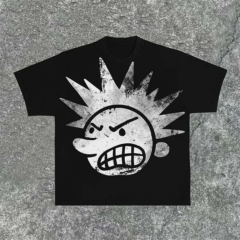 Streetwear Y2K Clothing T Shirts Men Women Hip Hop Cartoon Image Graphic Printed T Shirts Gothic Oversized Cotton Short Sleeves250222bj