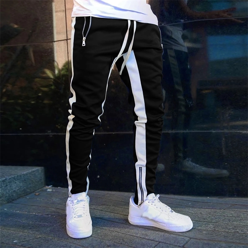 Zipper Mens Autumn Winter Sports Pants Outdoor Jogging Loose Fit Matching Color Cargo Pants Sweatpants Fitness Tracksuit Pants 240821