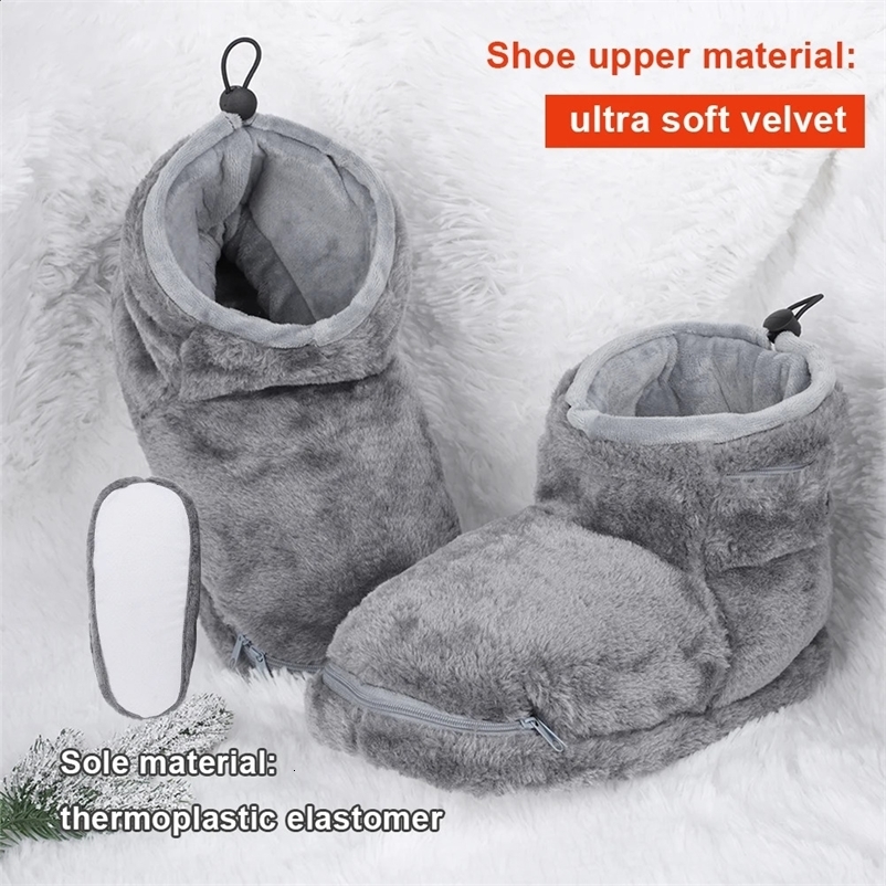 USB Heater Foot Shoes Winter Warm Snow Boots Comfortable Plush Warm Electric Slippers Electric Heated Shoes for Women Men 250120bj