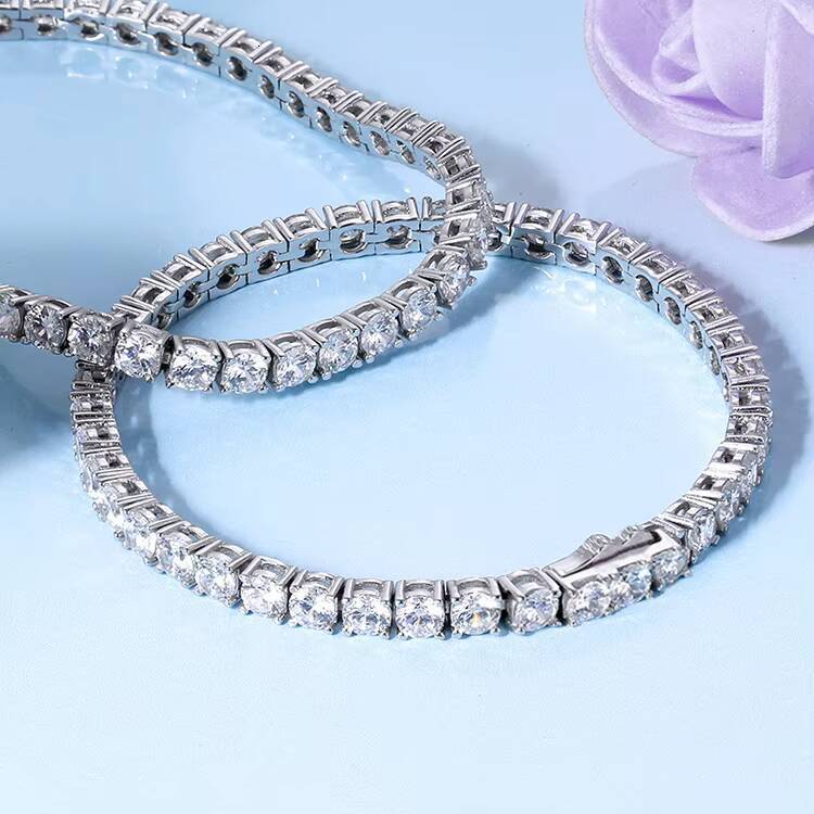SB128 RINNTIN Tennis Jewelry Wholesale 925 Sterling Silver 2MM 3MM 4MM Moissanite CZ Tennis Bracelet for Women