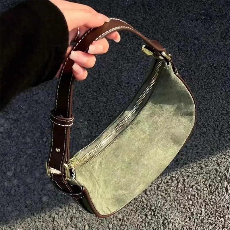 Jiaerdi Sac sous arme verte décontracté Femmes Sac à épaule massif en cuir vintage Femelle Retro Elegant Y2K Handbag Purse 250206