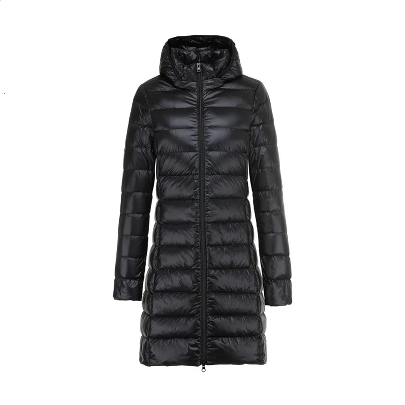 Women Winter Down Jacket 6 Colors Plus Size 5XL 6XL 7XL Women Long Slim Fit Hooded Warm Ultra Lightweight Packable Puffer Jacket 241223bj