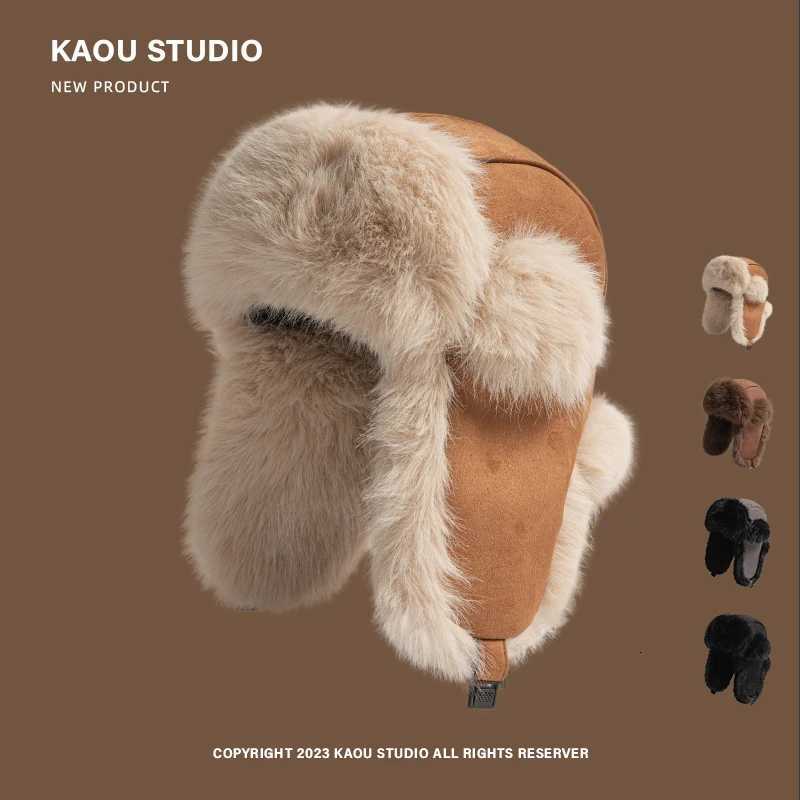 Winter fleece thickened Lei Feng hat mens and womens warm ear hair fleece hat outdoor ski hatXJ250923