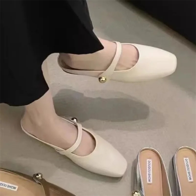 High Quality Womens Shoes Spring Womens Slippers Square Toe Solid Low-heeled Work Dress Profession Office Slippers Women 250118