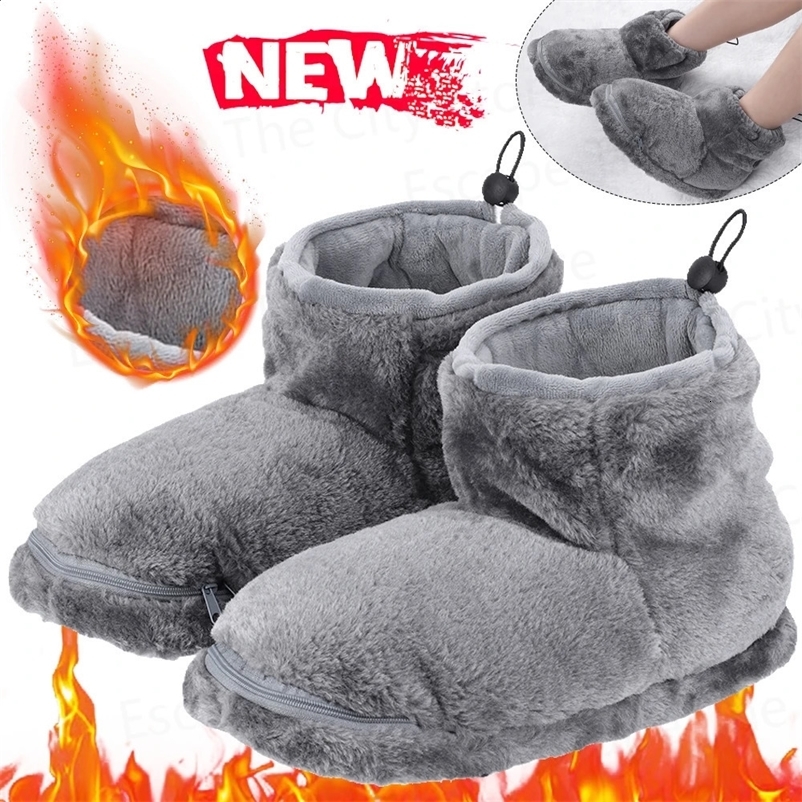 Winter USB Heater Foot Shoes Plush Warm Electric Slippers Comfortable Feet Heated Shoes Winter Warming Slipper for Women Men 250120bj