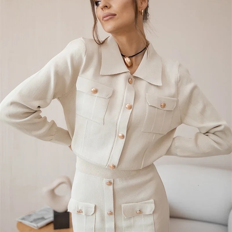 Elegant Knitted Sports Jacket Set Womens Black and White Brown 2-piece Set Matching Set Autumn Retro Knitted 2-piece Set Womens Set 250418
