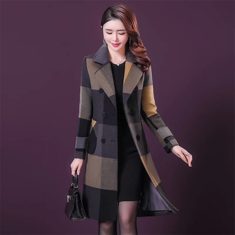 L-5XL Womens Wool Blended Coat Autumn/Winter 2024 Thick Warm Plain Wool Coat Ultra Thin Long Top Womens Wear 240909bj