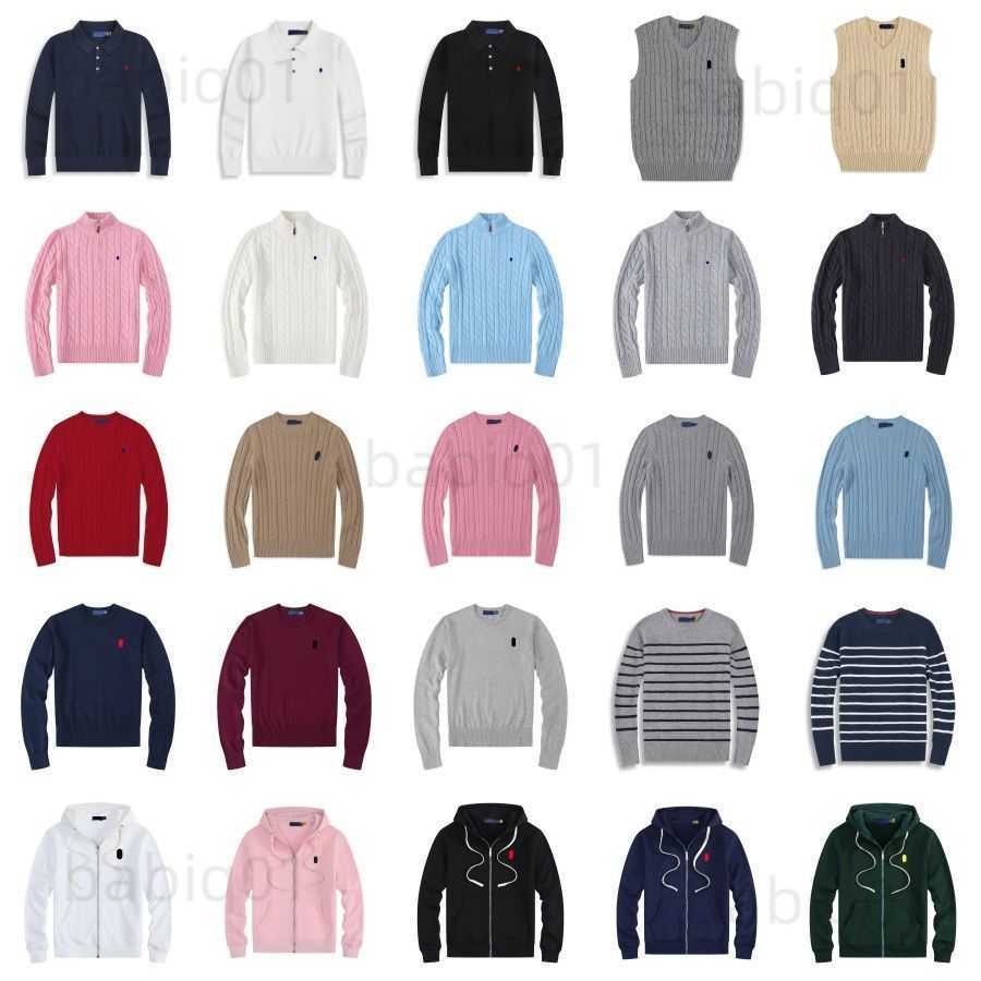 Mens Sweaters Polo Sweater Cardigan Lapel HalfZip Cable Knit Men Designer Half Small Horser Jumper Long Slve Casual Wool Sweater T250923