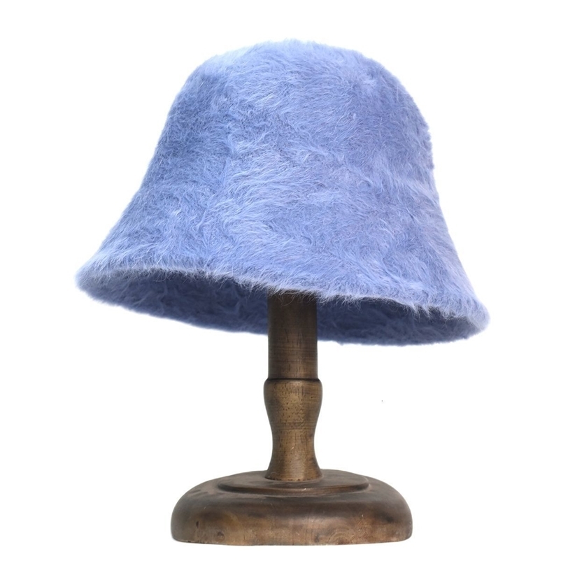 Wide Brim Hats Bucket 2023 Hat winter women s fashion Solid color rabbit fur hat bucket cap fisherman s retro knitted wool basin 230822bj