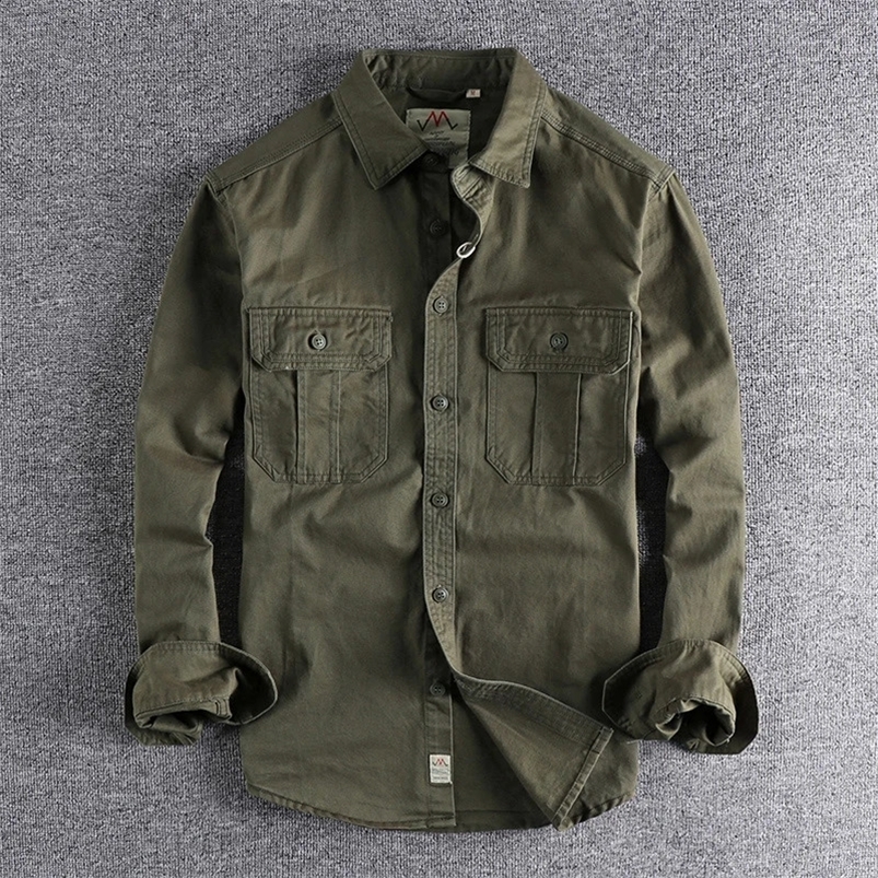 Fashion Wash n-style uniform long-sleeved shirt mens double pockets casual youth jacket thin coat 240816