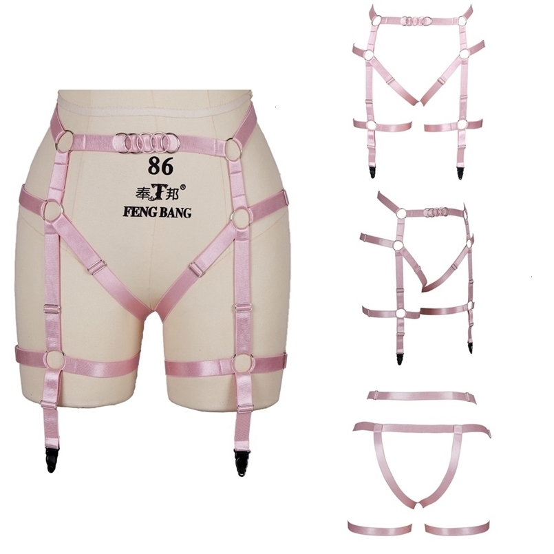 PIEJOS Banda de muslo Accesorios góticos Arnés de la pierna Cinturones de lámparas Medias de lencería sexy Body Body Bondage Ajuste Cinturón de susp