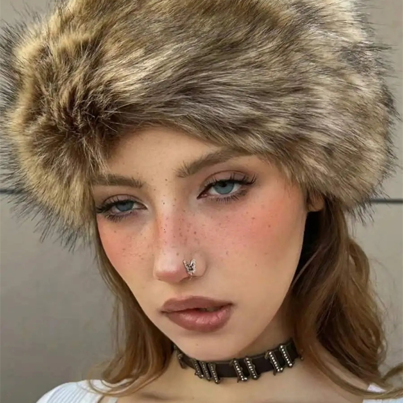 Plush Fisherman Hat Thickened Winter Plush faux Mink Hair Y2K Round Top Womens Hat bucket hat 241120
