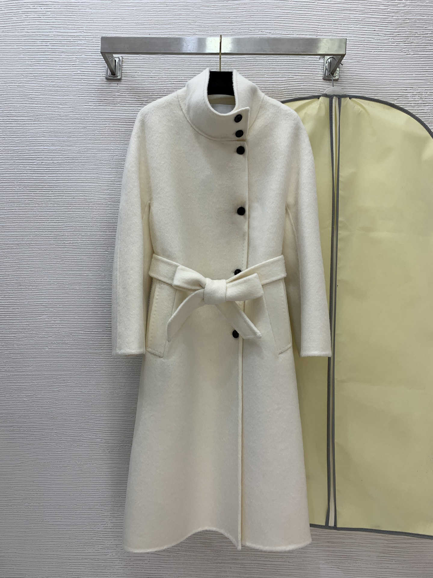 Double-faced wool coat women designer Side button placket Belted waist coat long High-quality long -sleeved Outerwear