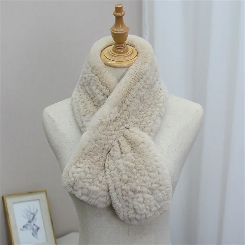 Rex Rabbit Fur Knitted Scarf Foulard Fashion Solid Shawls Rectangle Scarves for Women Winter Warm Real Fur Shawls 250120bj