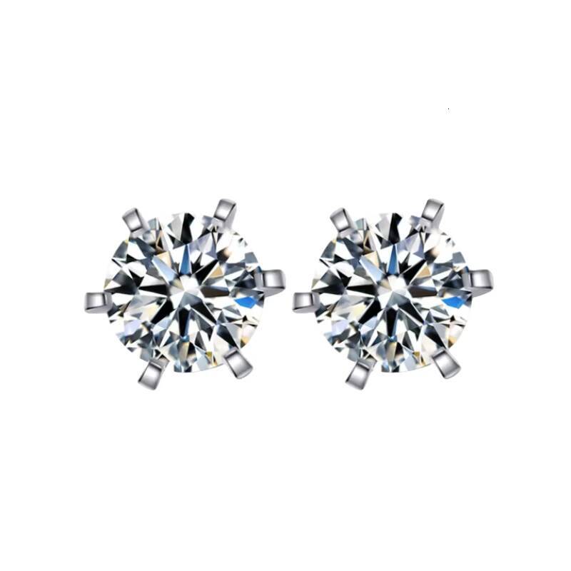 Fine Jewel Womens S925 Sterling Silver Stud Earrings 05CT VVS1 Moissanite Six Prong Fashionable Gift for Ladies