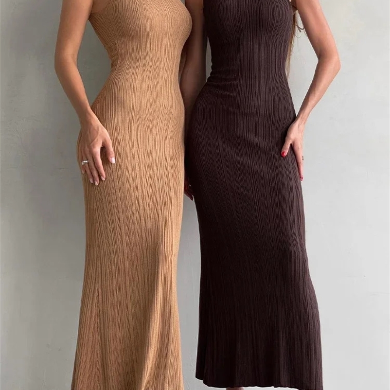 Tossy Sleeveless Knitwear Turtleneck Long Dress Female Slim Elegant Fashion Autumn Ribbed Knit Dress For Women Maxi Dress 240828
